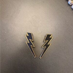 Mignonne Gavigan Black and Gold Lightning Bolt Earrings